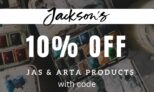 Jacksons’ Art: 10% Off JAS & Arta products