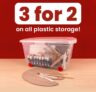 Hobbycraft: 3 for 2 on all plastic storage